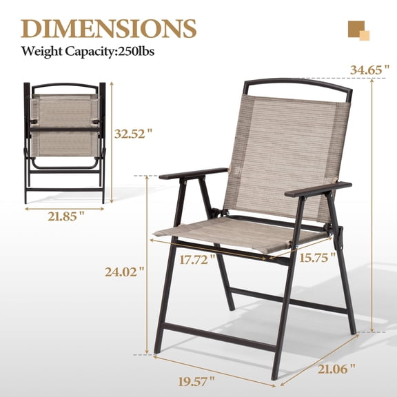 Crestlive Products Set of 4 Outdoor Chairs Patio Folding Dining Chairs,Beige