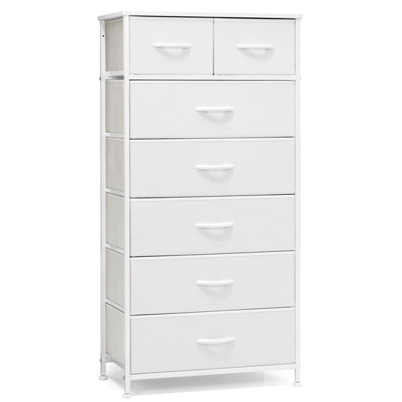 Crestlive Products White 7 Drawers Vertical Dresser Storage Tower Chest