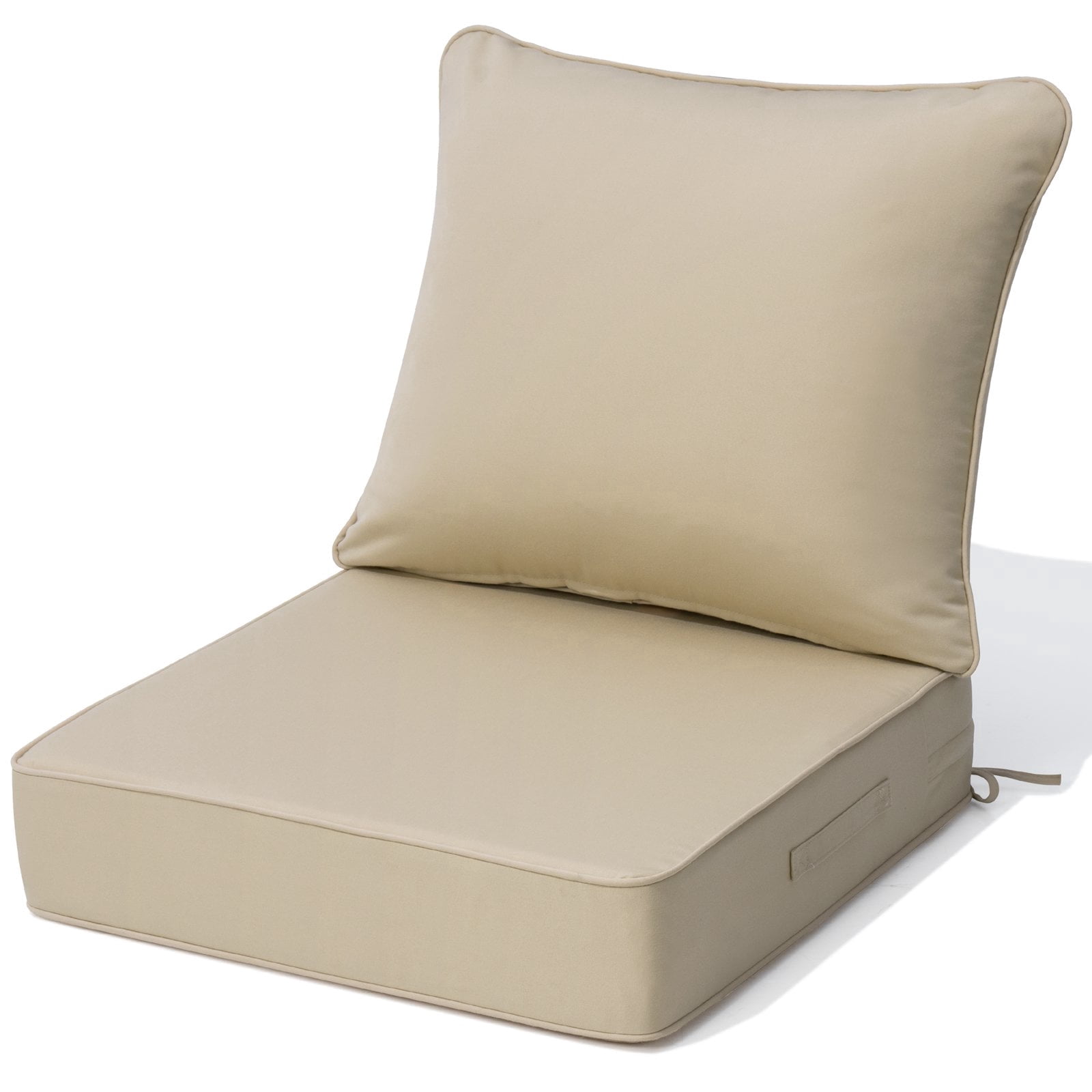 Crestlive Sunbrella 5.5" Outdoor Cushion for Patio Furniture, 24 x 24, Waterproof and Fade-Resistant Deep Seat Cushions for Chair, Wicker Sofa and Couch, Antique Beige