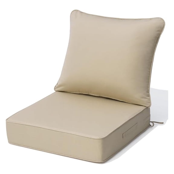 Crestlive Sunbrella 6" Outdoor Cushion for Patio Furniture, 24 x 24, Waterproof and Fade-Resistant Deep Seat Cushions for Chair, Wicker Sofa and Couch, Antique Beige