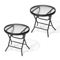 thumbnail image 1 of Crestlive Products Foldable Patio Side Table with Tempered Glass Top 18" Small Glass Patio End Tables (Black，2PCS), 1 of 8
