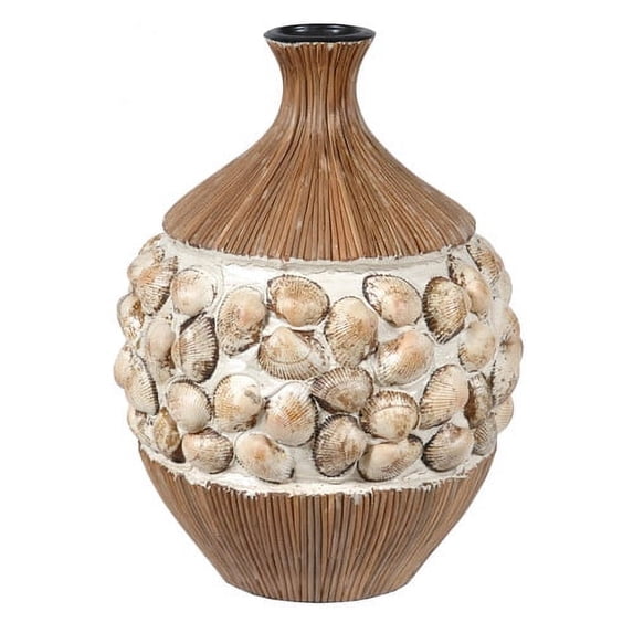 Crestview Ceramic Vase W/Clamshell In Ceramic,Clamshell,Rattan CEVV0097L