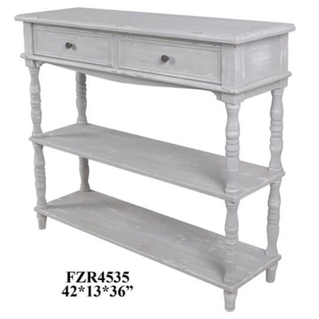 Crestview Weston Chalk Grey 2 Drawer Console Table CVFZR4535