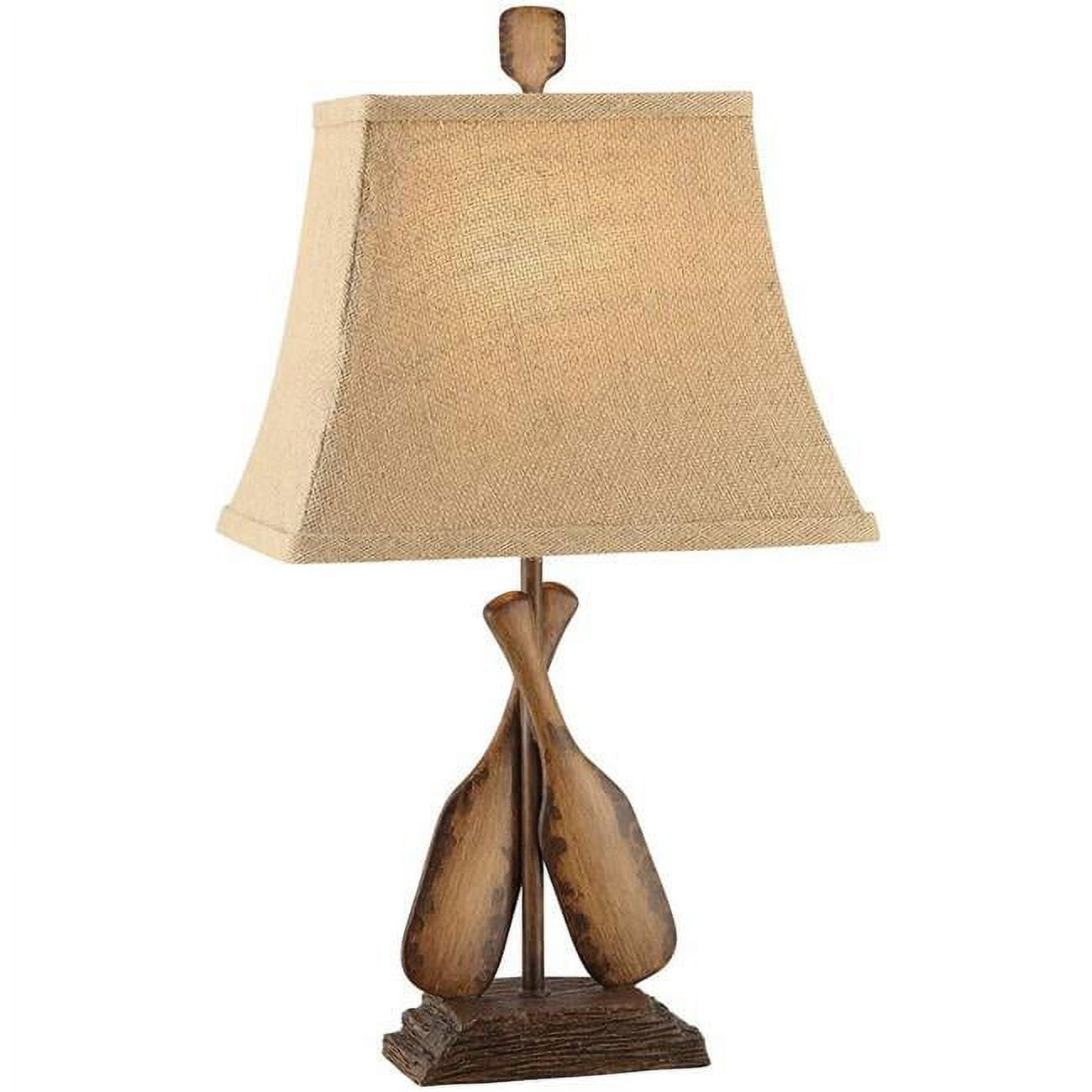 Rustic Oar Resin Accent Lamp with Burlap Shade