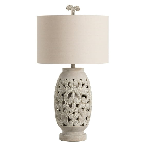 Crestview Collection Alexandria Cement 33" Table Lamp w/LED Nightlight - 17"x17"x33"