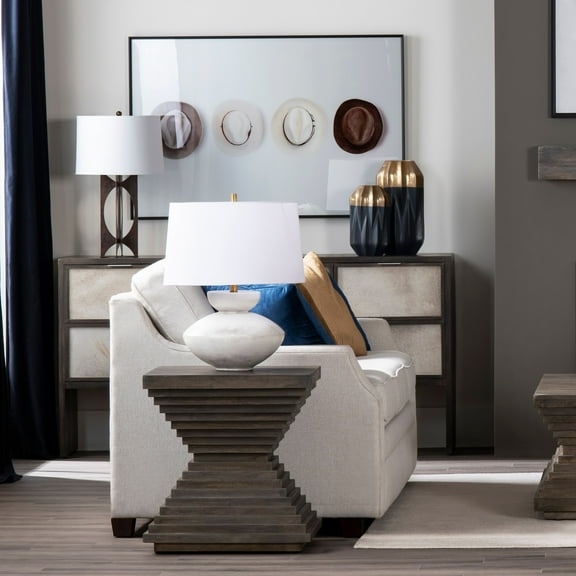 Crestview Collection Ashton 3-Way Ceramic Table Lamp with White Linen Shade