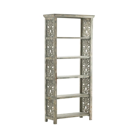 Crestview Collection Bengal Manor Wood Carved Side Etagere in Tan