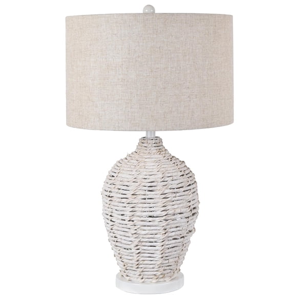 Crestview Collection Cala Saona Wicker/Rattan Table Lamp in White