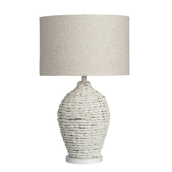 Crestview Collection Cala Saona Wicker/Rattan Table Lamp in White