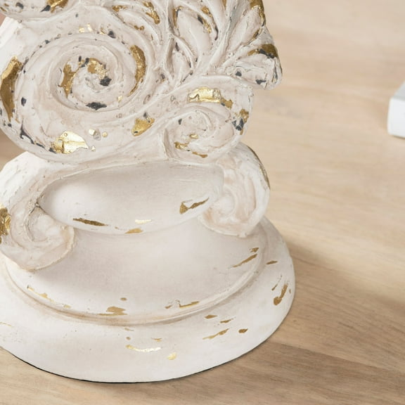 Crestview Collection Corinthian 33" Table Lamp with Metal Oval Shade, Beige - Set of 2