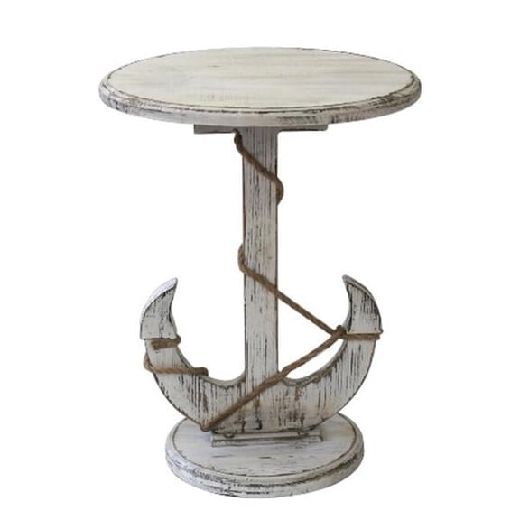 Crestview Collection Harbor Distressed White Anchor Table - 21in. x 21in. x 27in. - Stylish Accent Piece