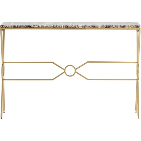 Crestview Collection Kendall Metal Frame and Agate Top Console Table in Gold