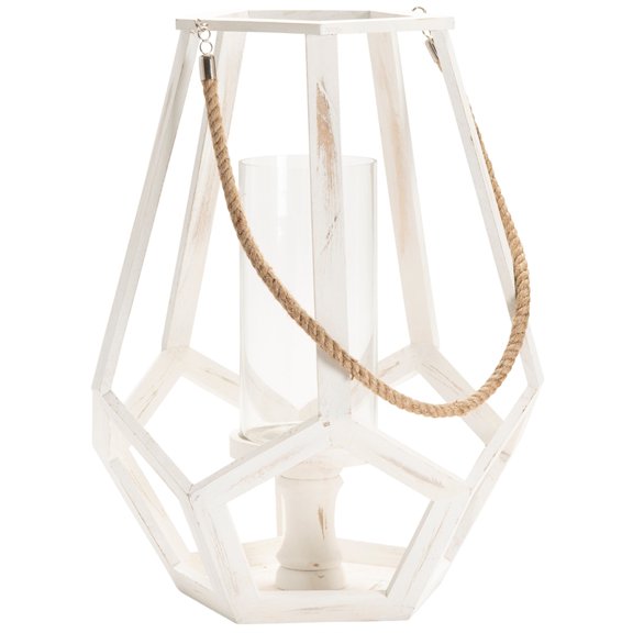 Crestview Collection Myers Large Candle Holder With Hemp Handle II White glass