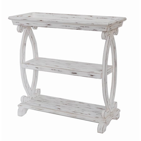 Crestview Collection Newport Distressed White Shaped Console Table