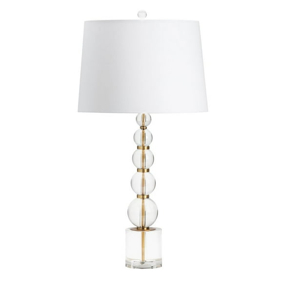 Crestview Stacked Crystal Sphere Table Lamp With Gold Accents And Tapered Shade.