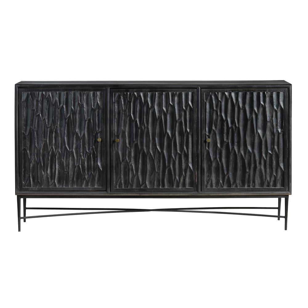 Richmond Black Textured Wood and Metal 3-Door Sideboard