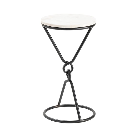 Crestview Collection Sussex Marble Top w/Metal Base Accent Table in White/Black