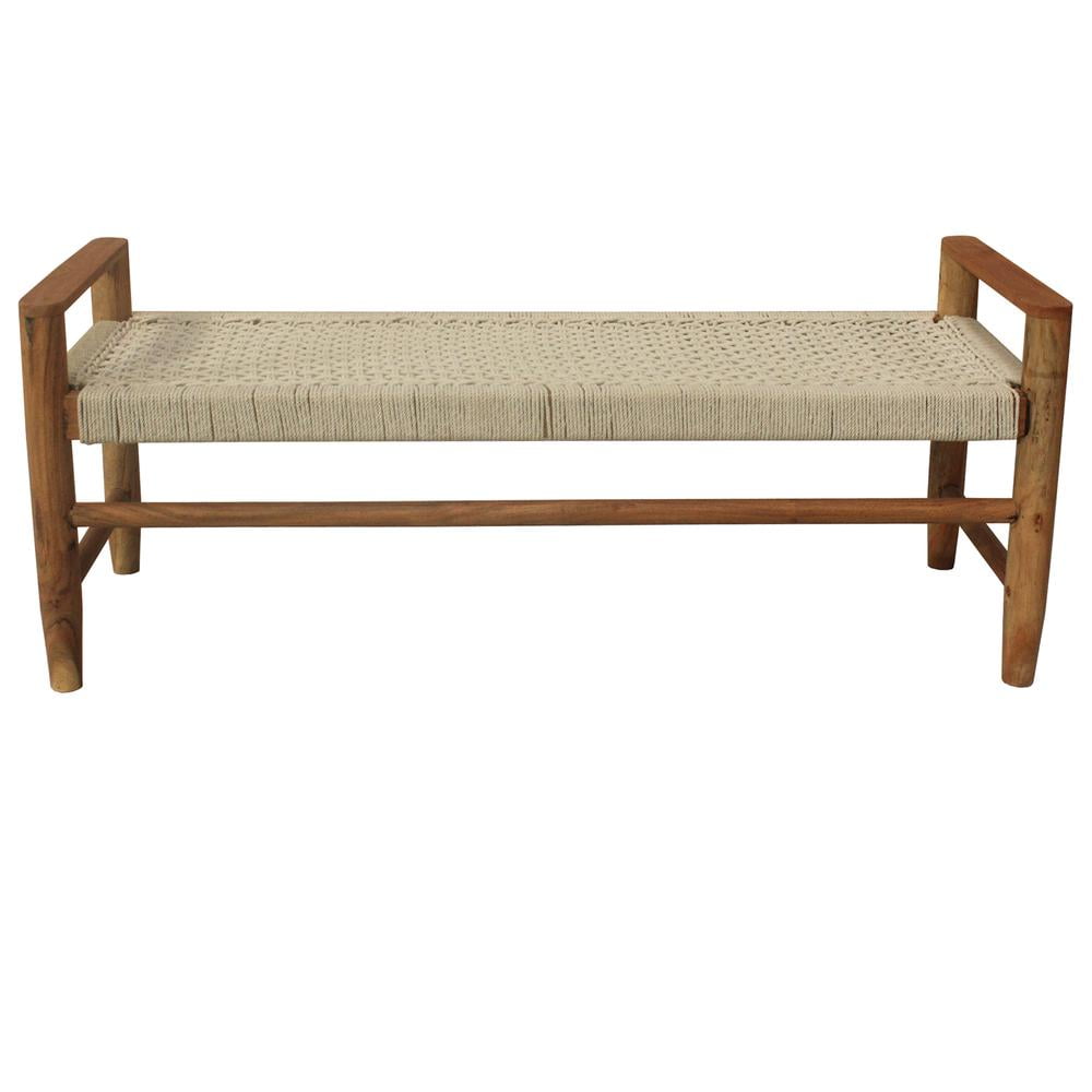 Crestview Collection Tacoma Off-White Jute Bench - 46 x 16 x 18"