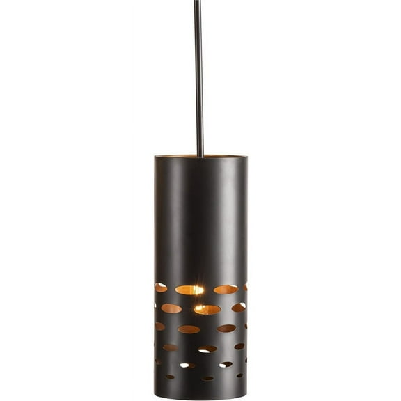 Crestview Collection Tribeca 1-Light Metal Pendant with Drum Shade in Black