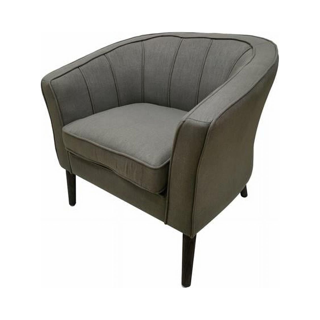 Medium Gray Barrel Accent Chair with Black Rubberwood Legs