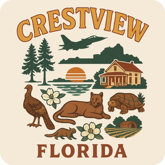 Crestview Florida Keepsakes Souvenir Vinyl Sticker – Destination Travel Keepsake Collectible (6-Inches Wide)