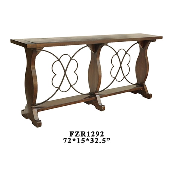 Crestview Normandy Wood and Iron Console Table CVFZR1292