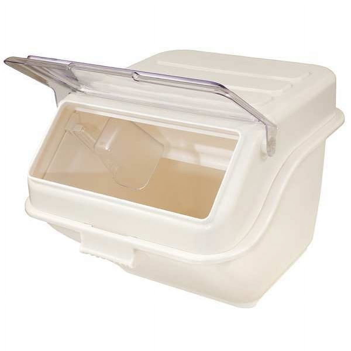 White Plastic 20 Qt Hinged Lid Ingredient Bin