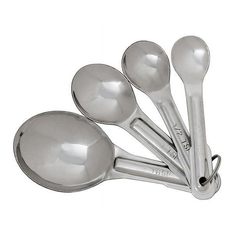 Vintage 4 piece Metal Measuring Spoons Rounded US Std 1 Tablespoon Teaspoon  ½ ¼