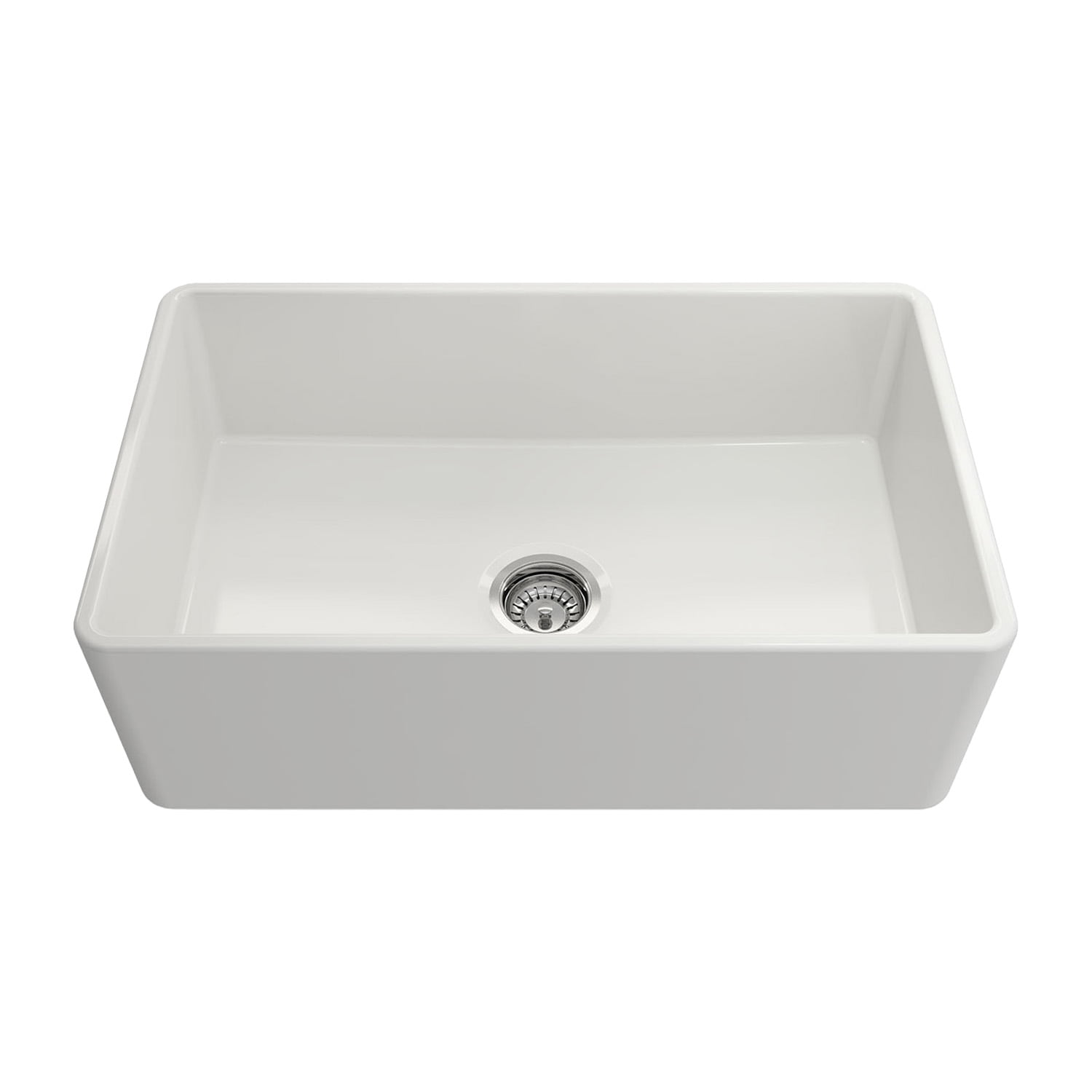 30'' White Fireclay Farmhouse Drop-In Kitchen Sink