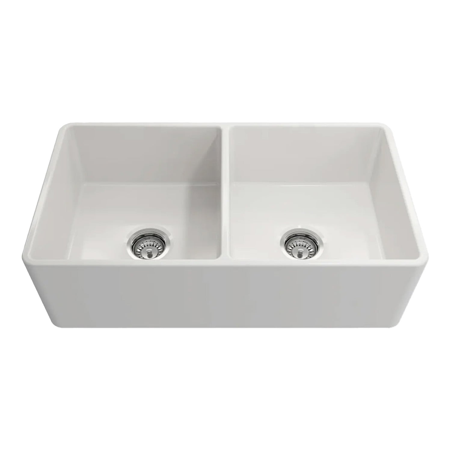 Crestwood 33" White Fireclay Double Bowl Farmhouse Sink