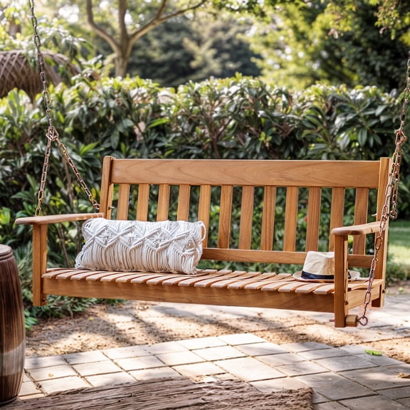 Crestwood Garden Parker Teak Wood Porch Swing