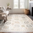 thumbnail image 1 of Crestwood Traditional Oriental 5x7 Cream and Aqua Polyester Indoor Area Rug, 5'3'' x 7', 1 of 6