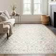 thumbnail image 1 of Crestwood Traditional Oriental 8x10 Cream and Aqua Polyester Indoor Area Rug, 7'10'' x 9'4'', 1 of 6