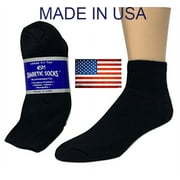 CRESWELL SOCK MILLS Creswell 12 Pairs Black Diabetic Ankle Socks 13-15 King Size MADE IN U.S.A