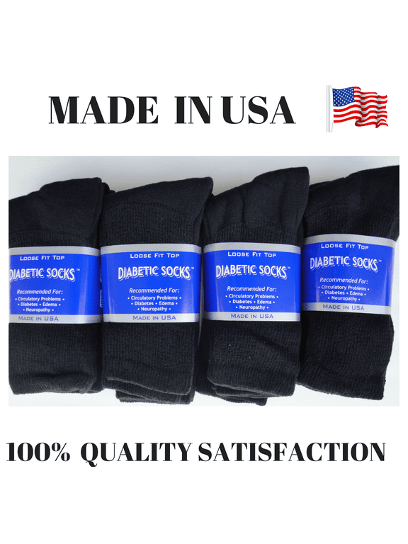 Creswell 12 Pairs Of Mens Black Diabetic Crew Socks 10-13 Size