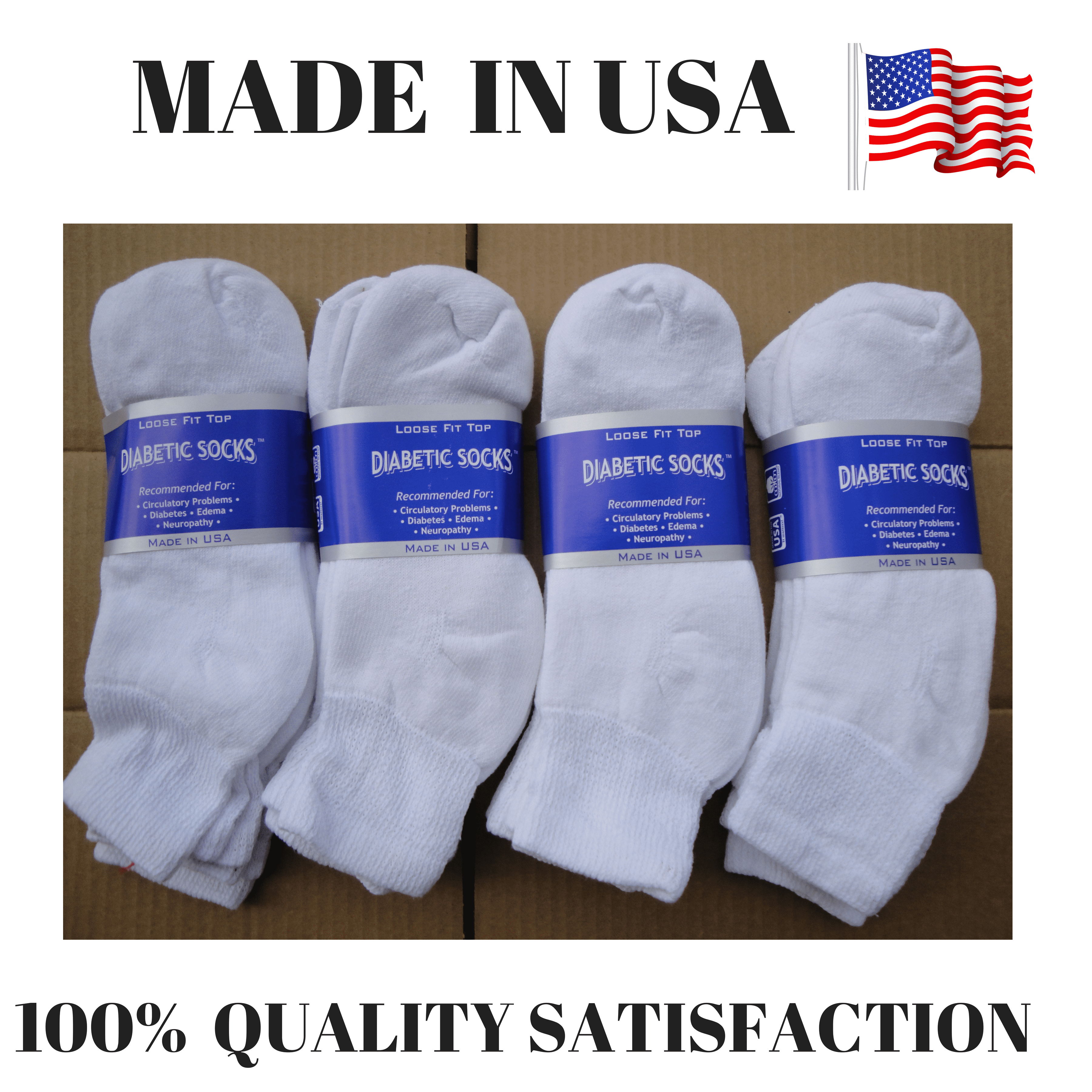 Creswell 12 Pairs Of Mens White Diabetic Ankle Socks 13-15 King Size Made in USA