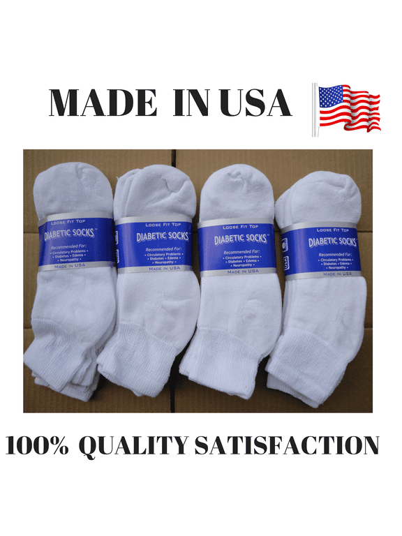 Creswell 12 Pairs Of Mens White Diabetic Ankle Socks 13-15 King Size Made in USA