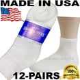 thumbnail image 1 of Creswell 12 Pairs White Diabetic Ankle Socks 10-13 Size MADE IN U.S.A, 1 of 7