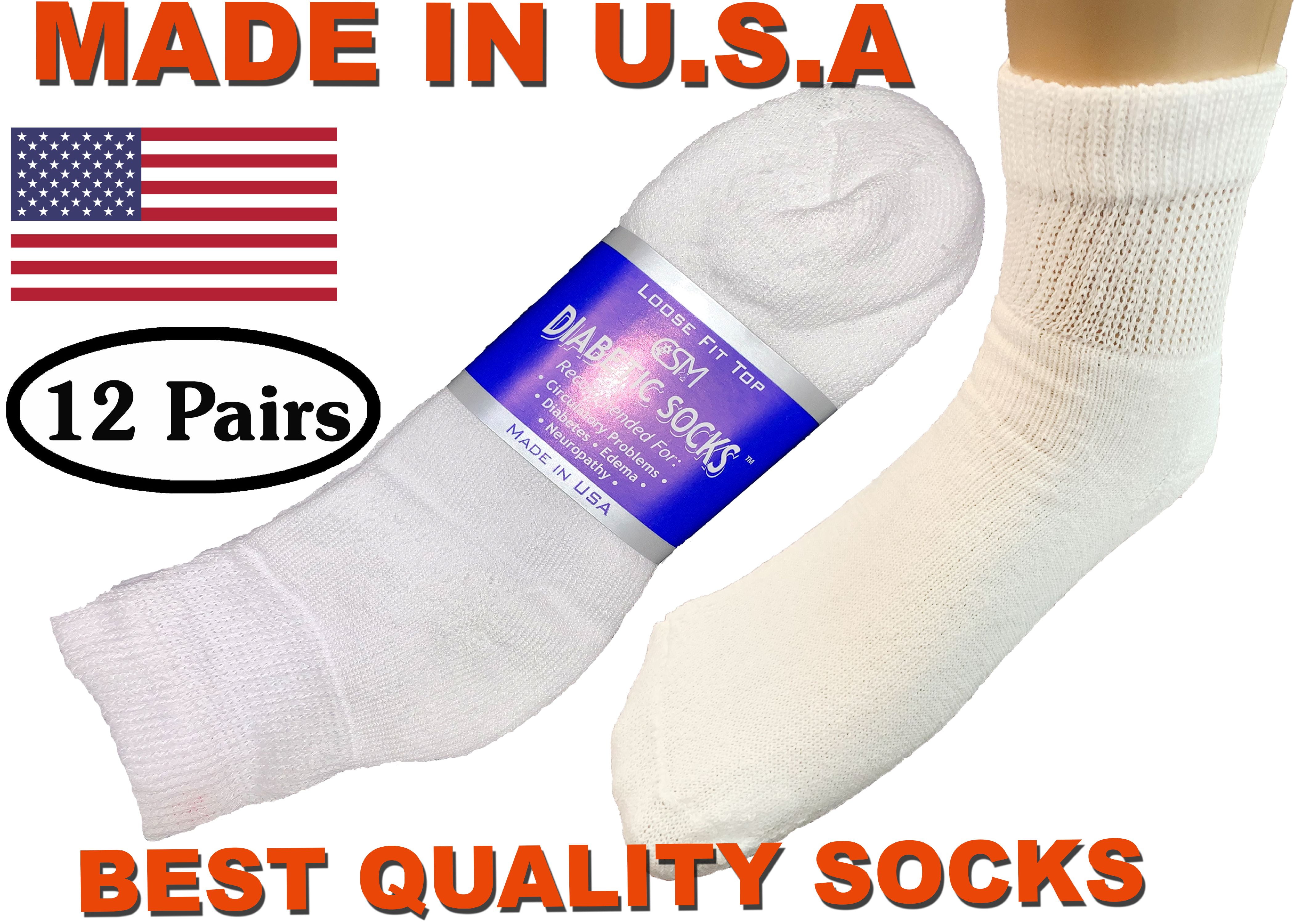Creswell 12 Pairs White Diabetic Ankle Socks 1315 King Size MADE IN U