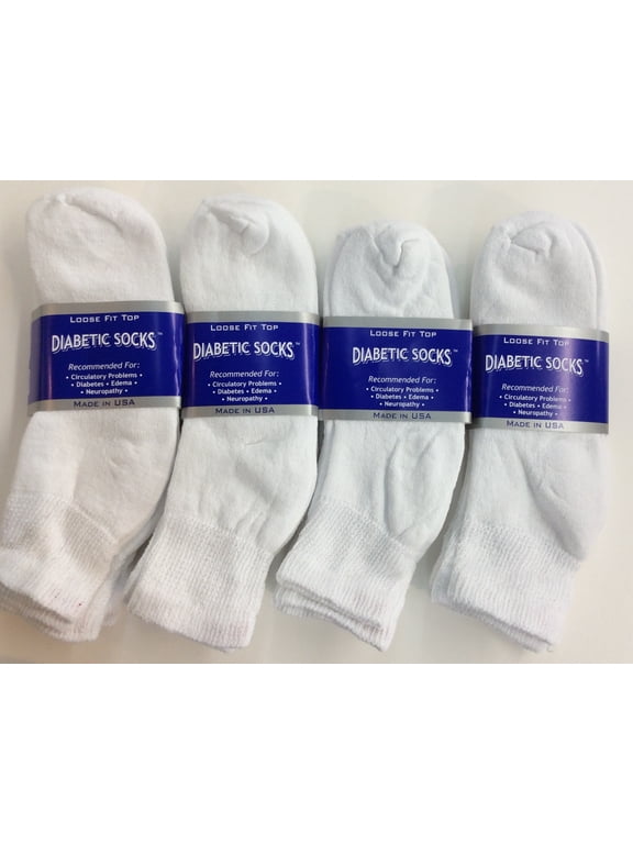 Creswell 12 Pairs White Diabetic Ankle Socks 9-11 Size