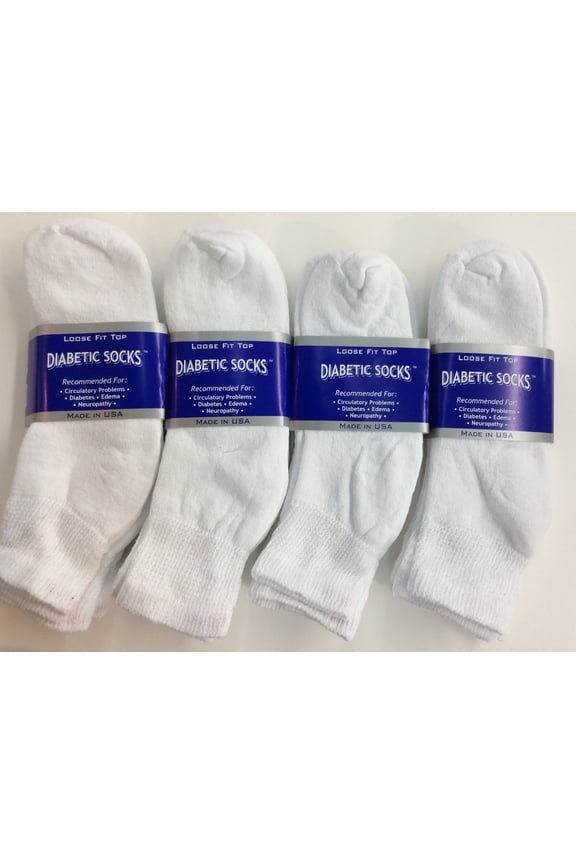 Creswell 12 Pairs White Diabetic Ankle Socks 9-11 Size
