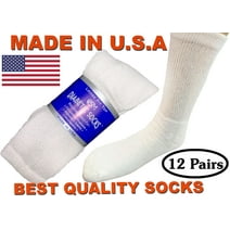 Creswell 12 Pairs White Diabetic Crew Socks 10-13 Size MADE IN U.S.A
