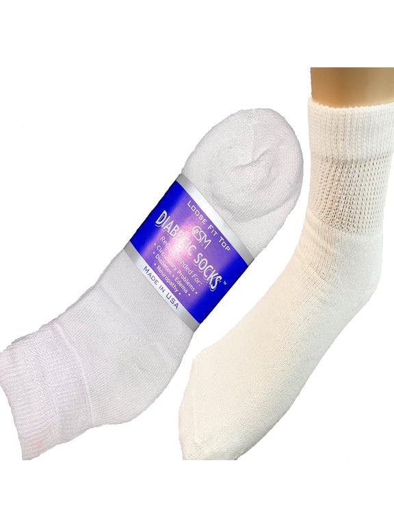 Creswell 12 Pairs White Diabetic Ankle Socks 9-11 Size Made in U.S.A
