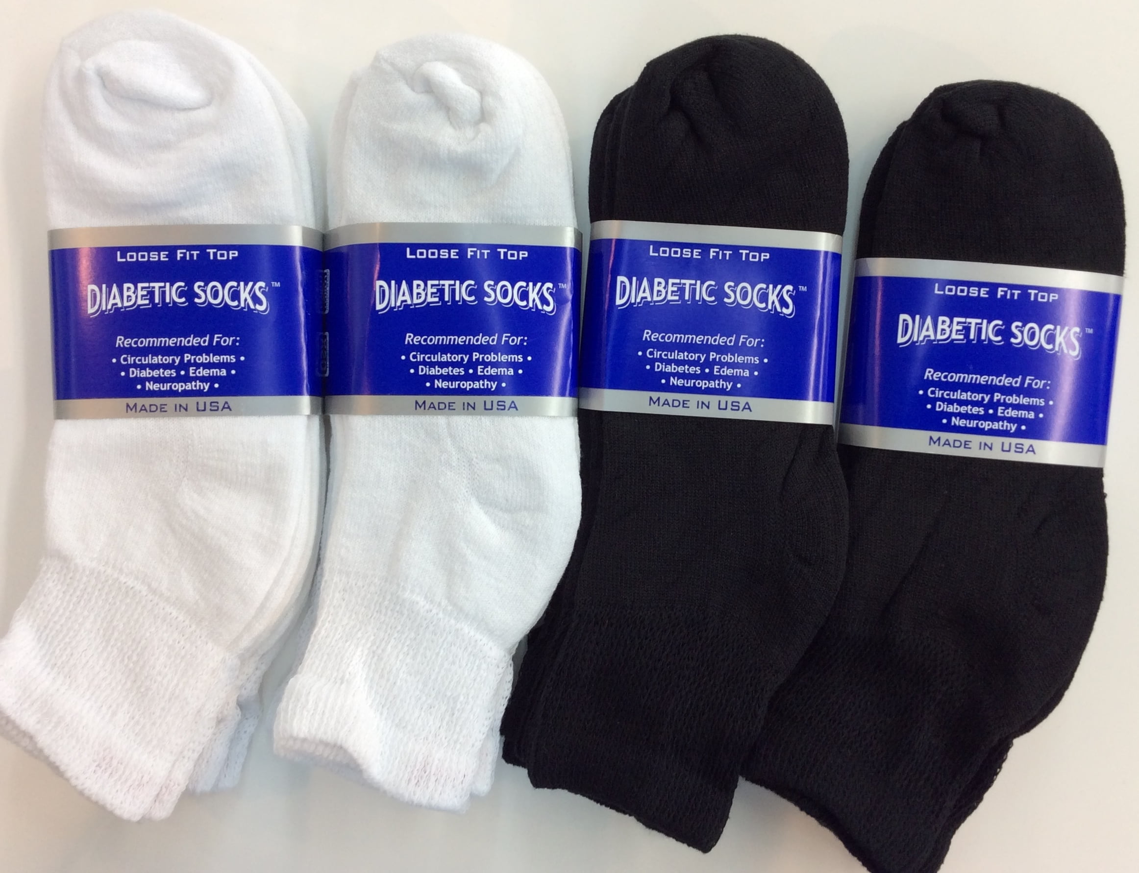 Creswell 12 Pairs of Mens Black and White Diabetic Ankle Socks 10-13 Size