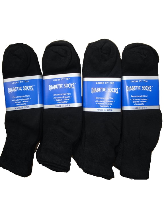 Creswell 18 Pairs Of Mens Black Diabetic Ankle Socks 13-15 King Size Made in USA