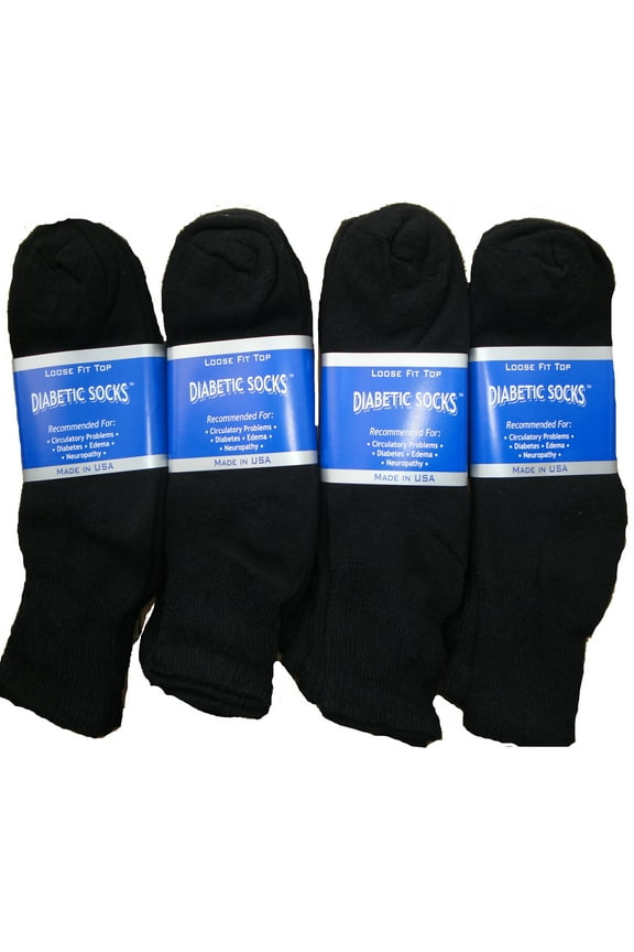 Creswell 18 Pairs Of Mens Black Diabetic Ankle Socks 13-15 King Size Made in USA