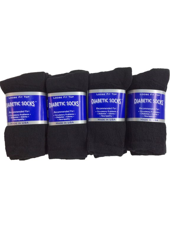 Creswell 18 Pairs Of Mens Black Diabetic Crew Socks 13-15 King Size Made in USA