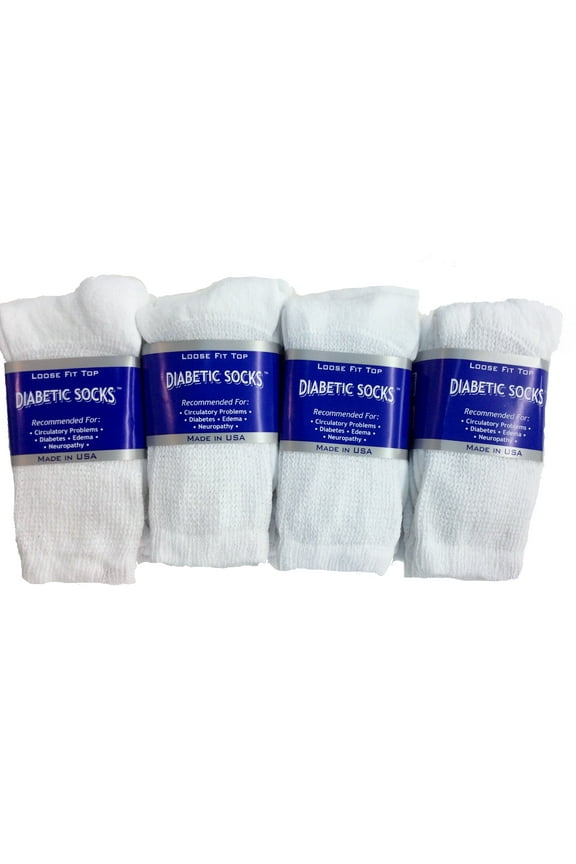 Creswell 18 Pairs Of Mens White Diabetic Crew Socks 10-13 Size Made in USA