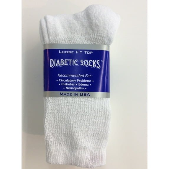 Creswell 18 Pairs Of Mens White Diabetic Crew Socks 10-13 Size