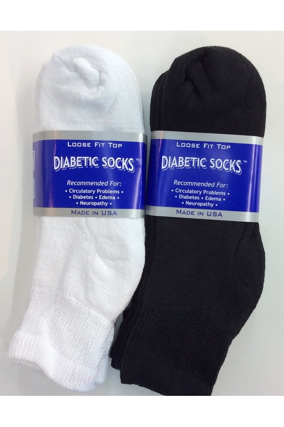 Creswell 18 Pairs of Mens Black and White Diabetic Ankle Socks 10-13 Size